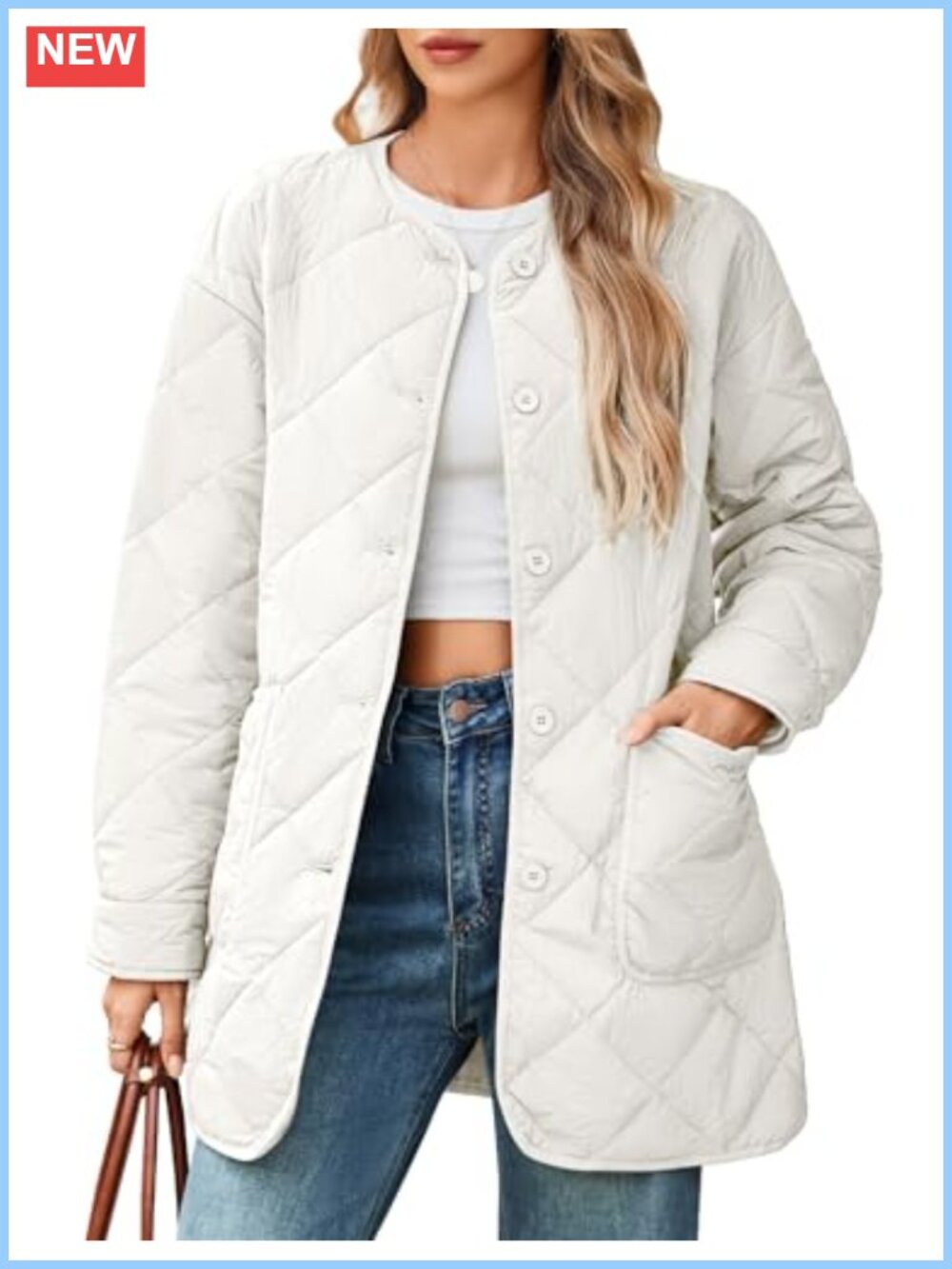 Quilted Puffer Jacket Lightweight Button Down Padded Coat with Pockets
